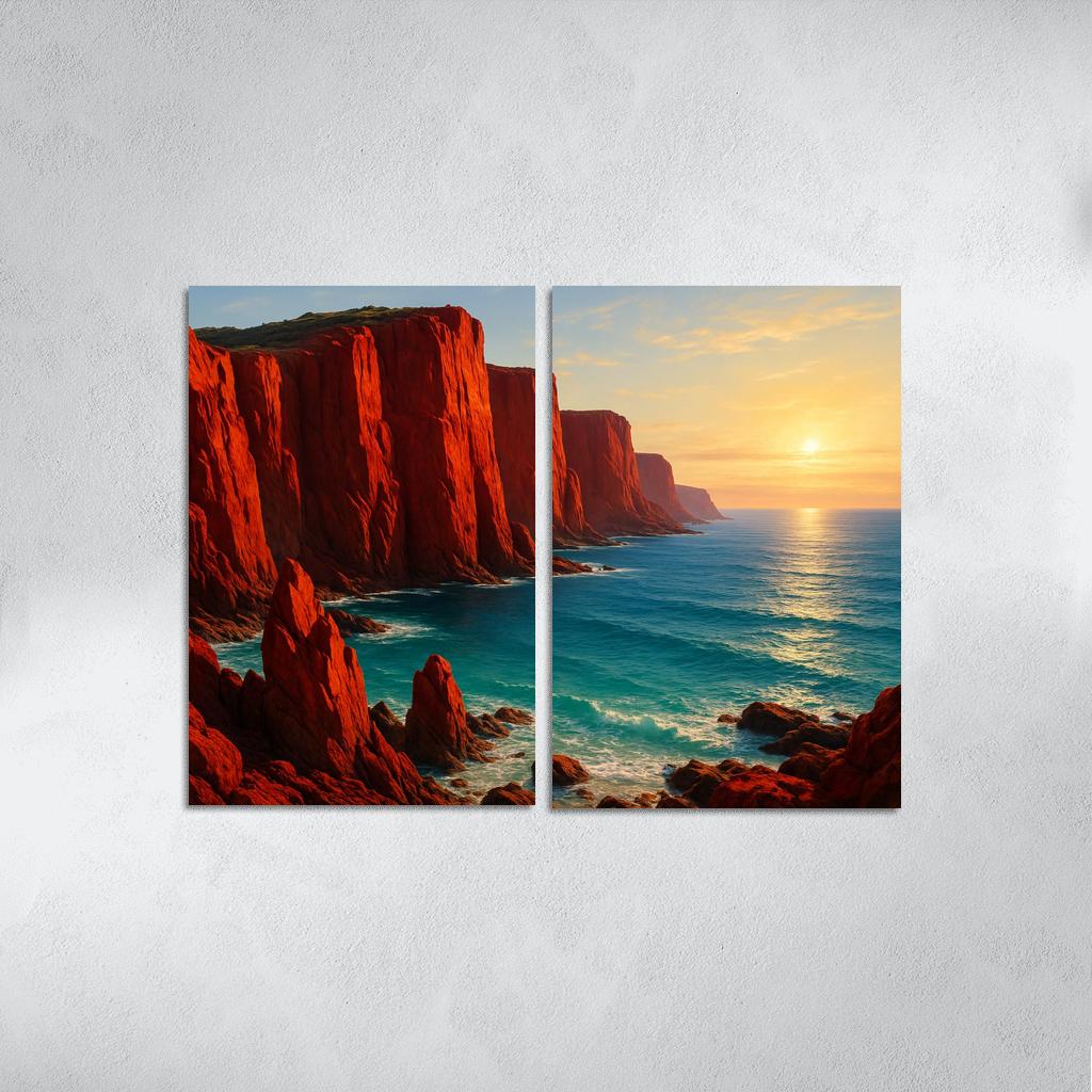 Crimson Cliffs Coastal Escape oil paintings frame