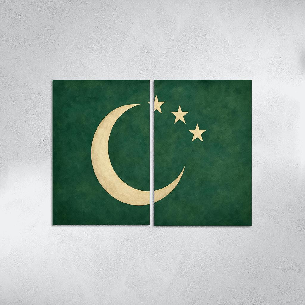 Green Crescent And Stars Emblem custom paintings frame