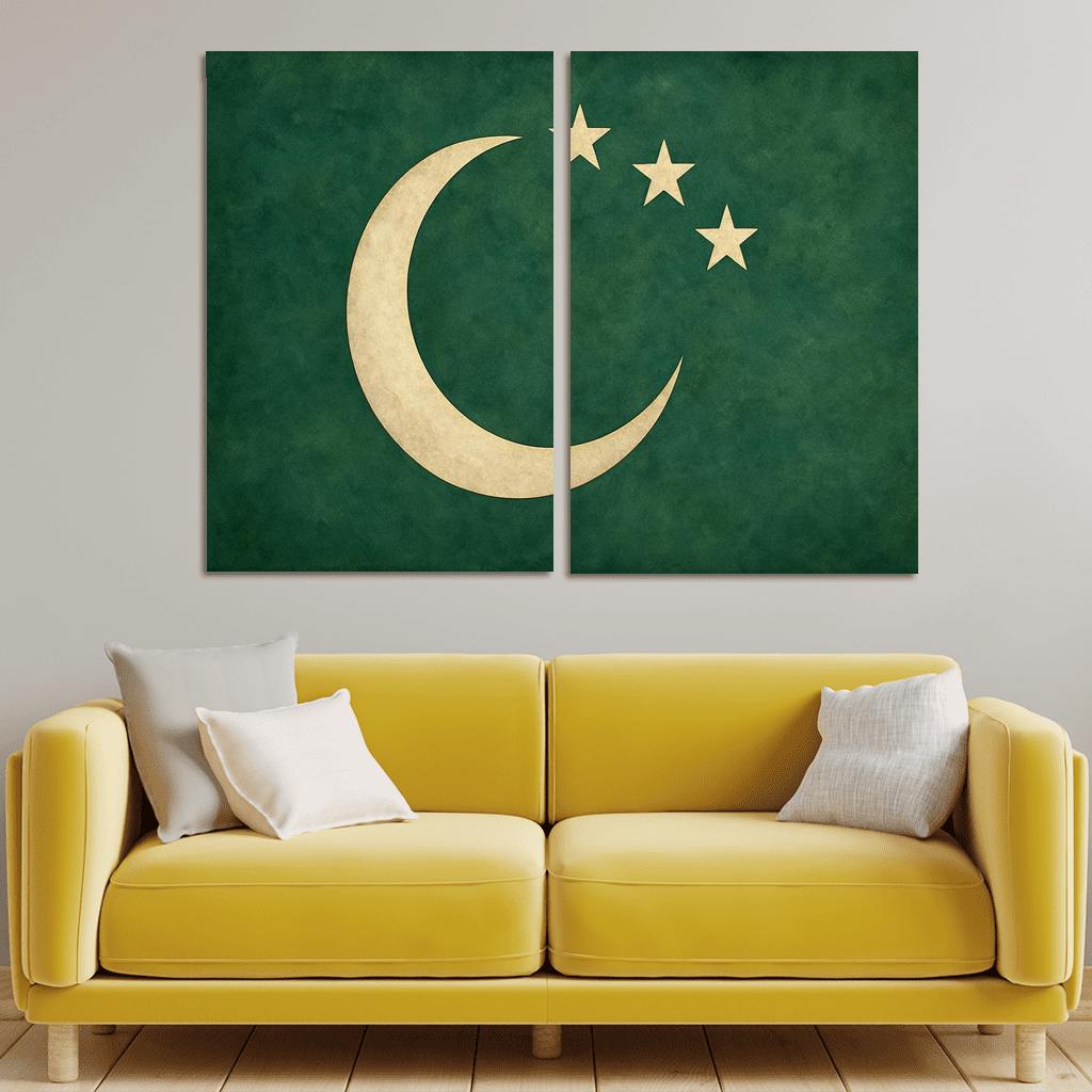 Green Crescent And Stars Emblem custom paintings frame