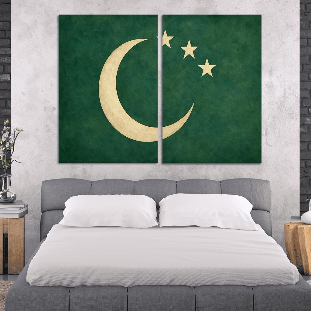 Green Crescent And Stars Emblem custom paintings frame