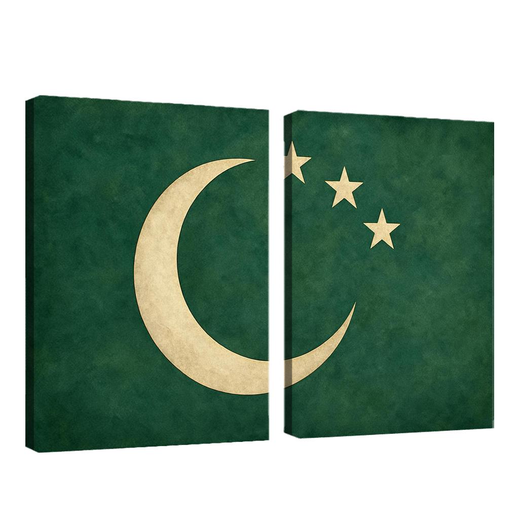 Green Crescent And Stars Emblem custom paintings frame