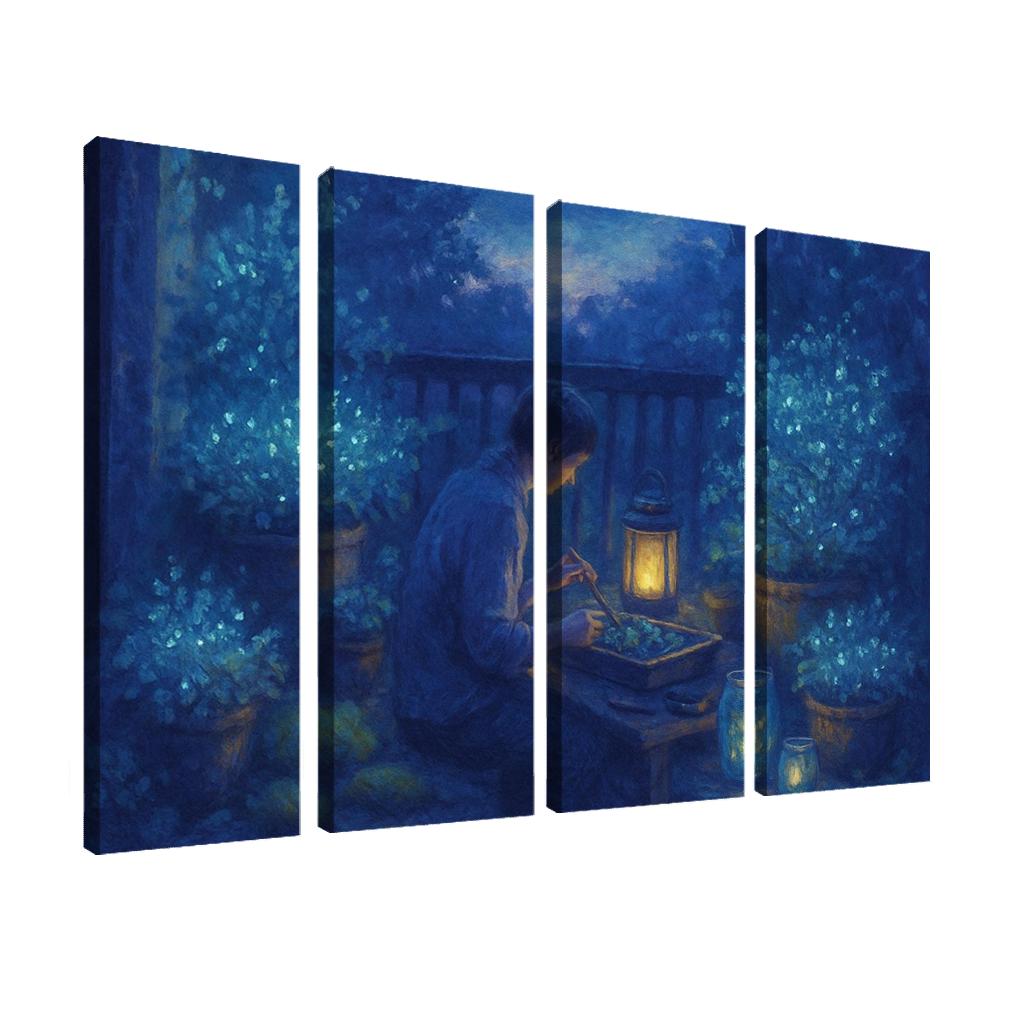 Bioluminescent Night Gardening canvas paintings frame