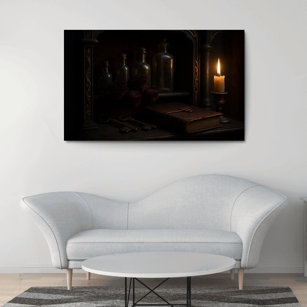 Velvet Reliquary Cabinet framed paintings