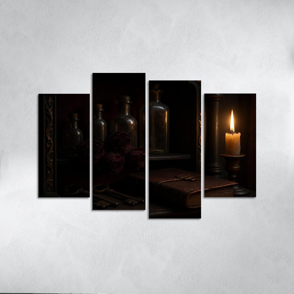 Velvet Reliquary Cabinet framed paintings