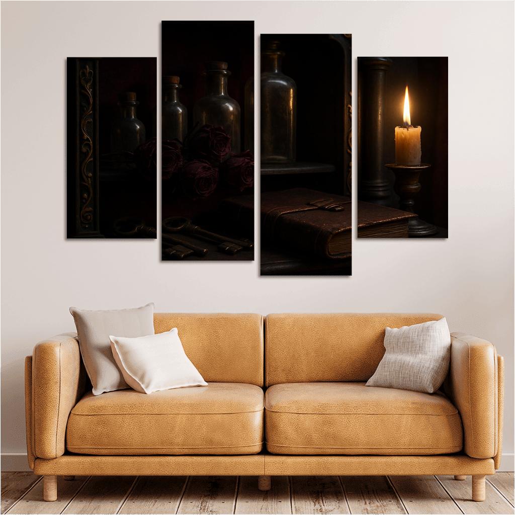 Velvet Reliquary Cabinet framed paintings