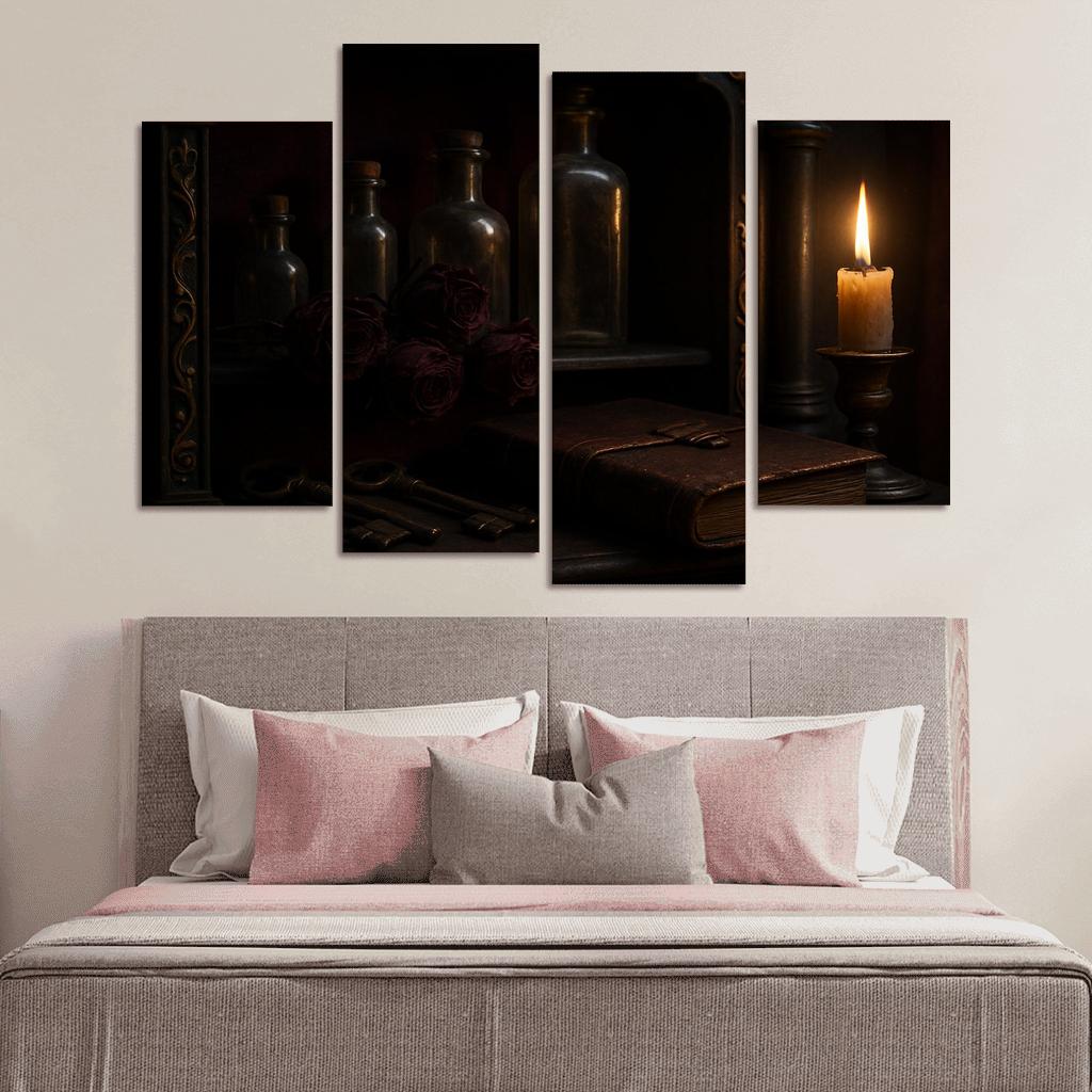 Velvet Reliquary Cabinet framed paintings