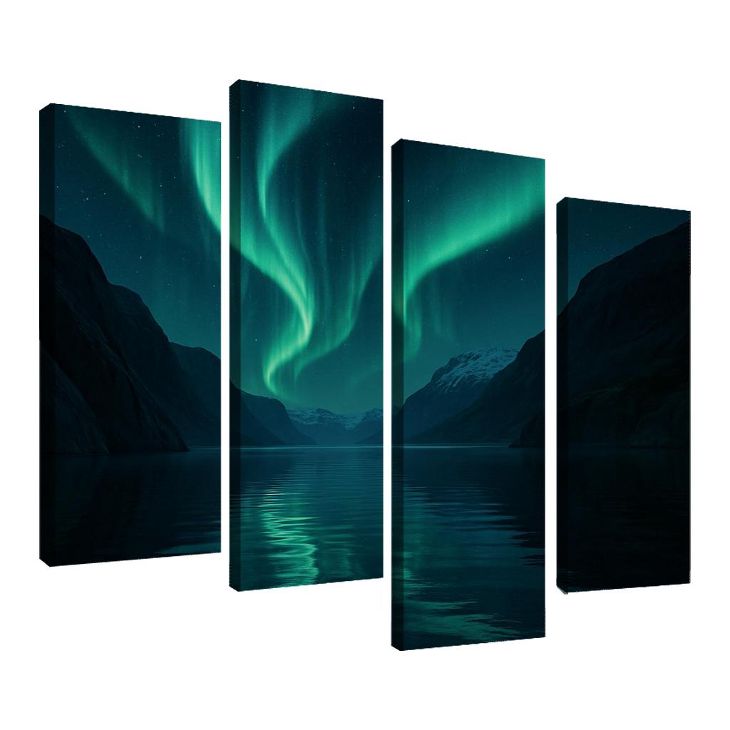 Celestial Aurora Over Glassy Fjord abstract paintings frame