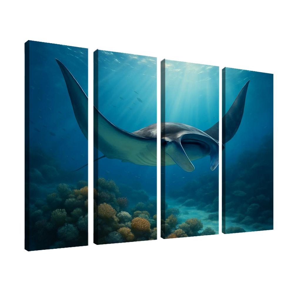 The Velvet Manta Ray Dancing Over Coral Gardens premium artwork frames