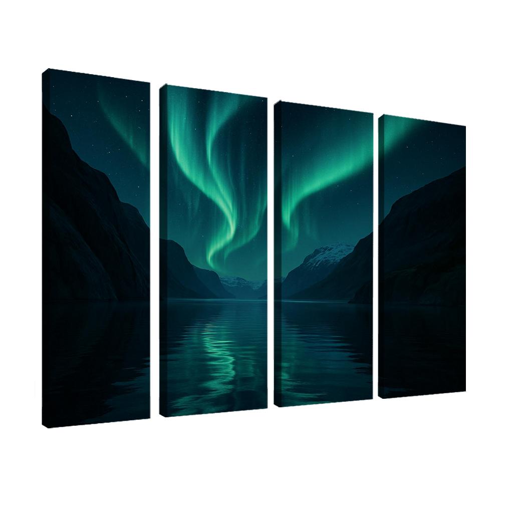 Celestial Aurora Over Glassy Fjord abstract paintings frame