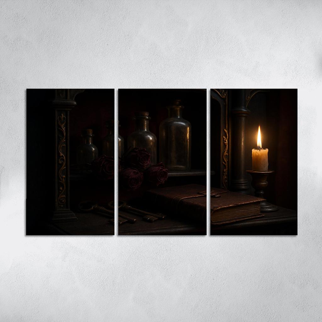 Velvet Reliquary Cabinet framed paintings