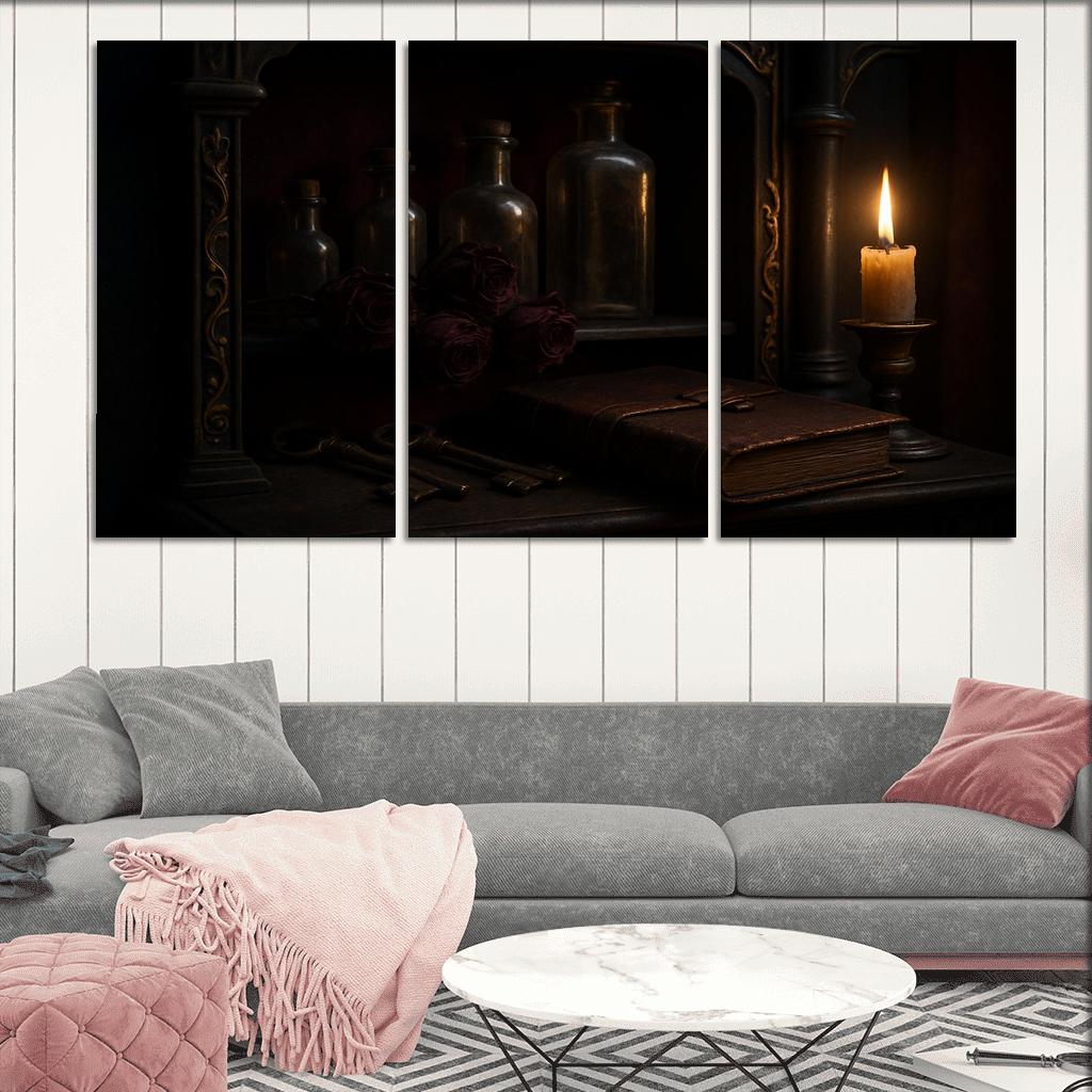 Velvet Reliquary Cabinet framed paintings
