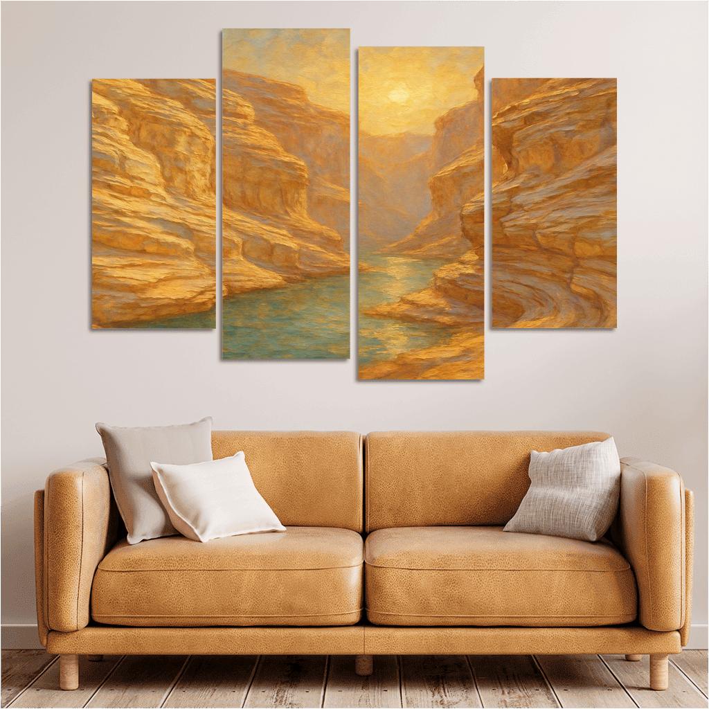 Sunlit Marble Cliffs Of Serene Canyon canvas paintings frame