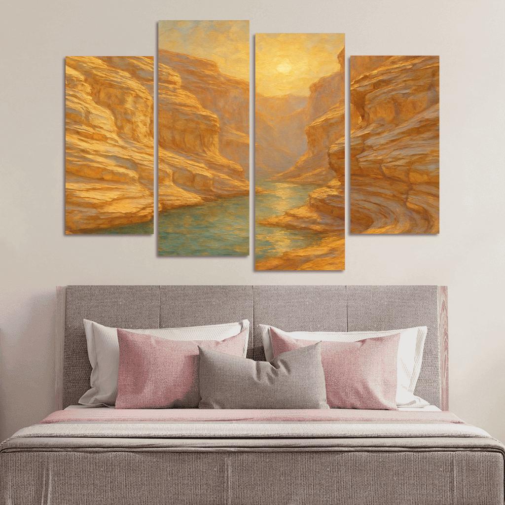 Sunlit Marble Cliffs Of Serene Canyon canvas paintings frame