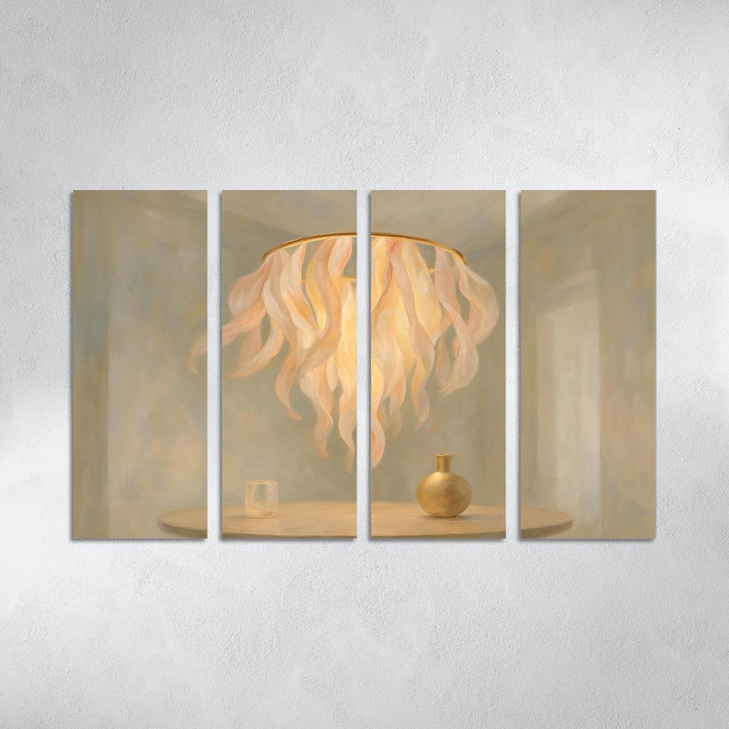 Luminous Silk Ribbon Chandelier custom paintings frame