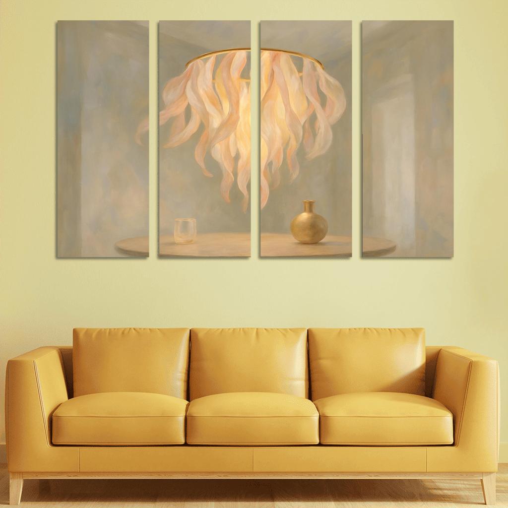 Luminous Silk Ribbon Chandelier custom paintings frame