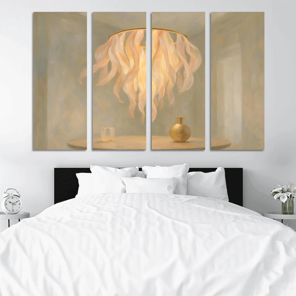 Luminous Silk Ribbon Chandelier custom paintings frame