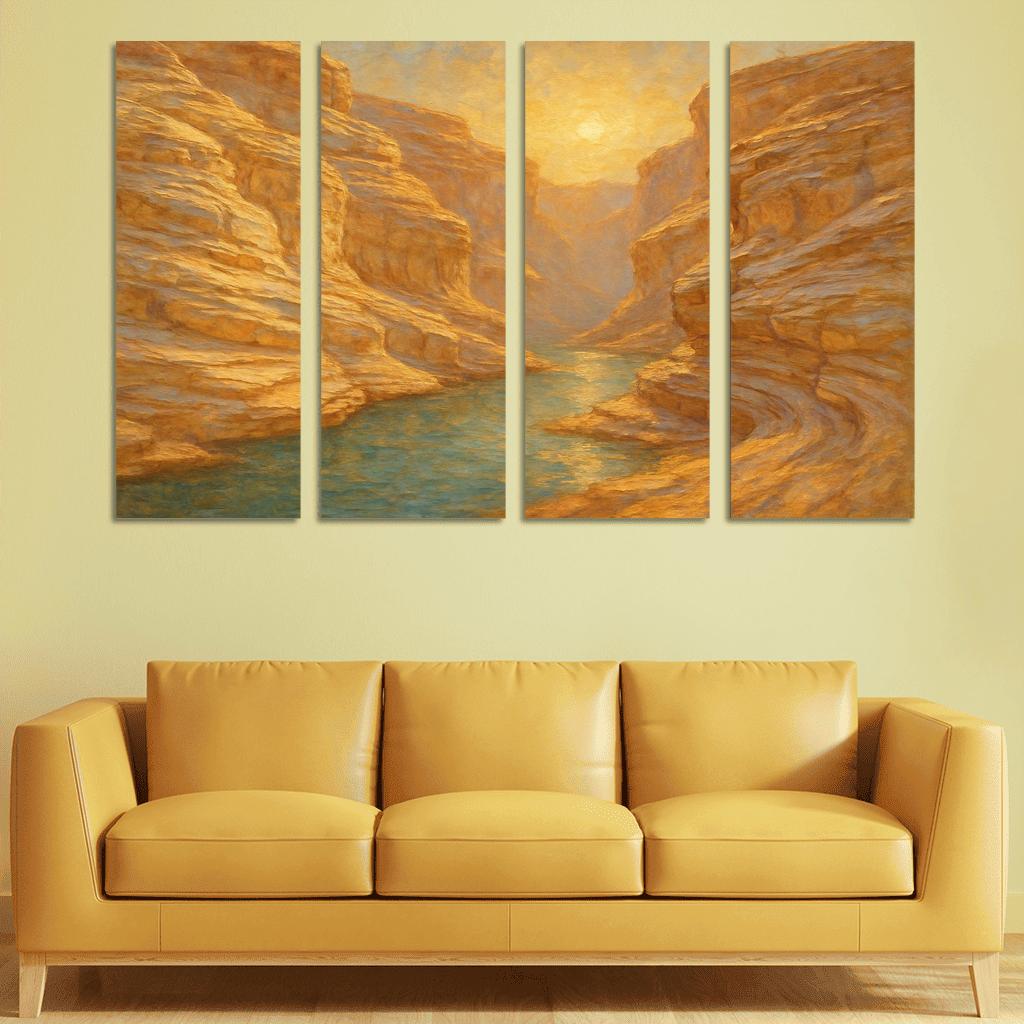 Sunlit Marble Cliffs Of Serene Canyon canvas paintings frame