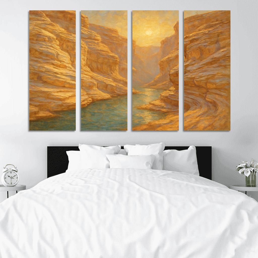 Sunlit Marble Cliffs Of Serene Canyon canvas paintings frame