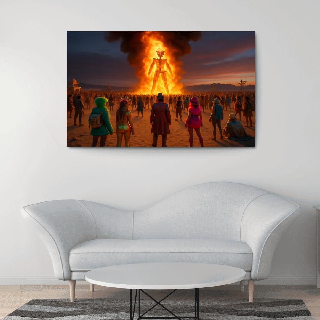 Burning Man Festival modern paintings frame