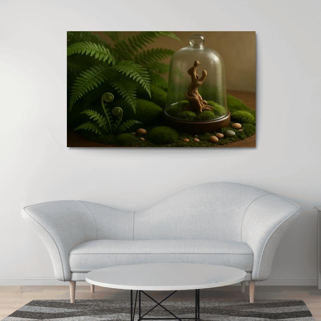 Verdant Fern And Moss Terrarium custom paintings frame