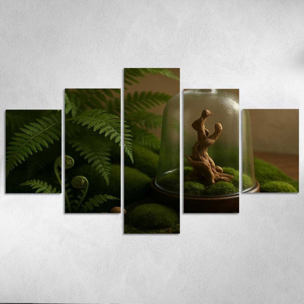 Verdant Fern And Moss Terrarium custom paintings frame