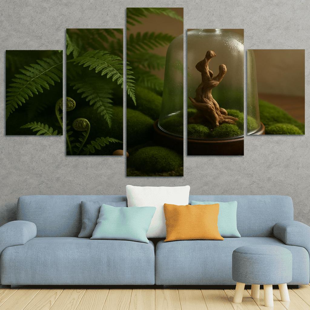 Verdant Fern And Moss Terrarium custom paintings frame