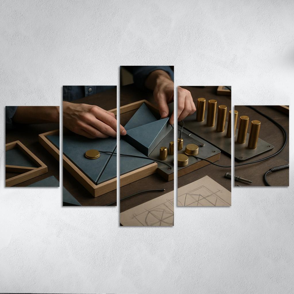 Modular Sound Sculpture Building framed paintings