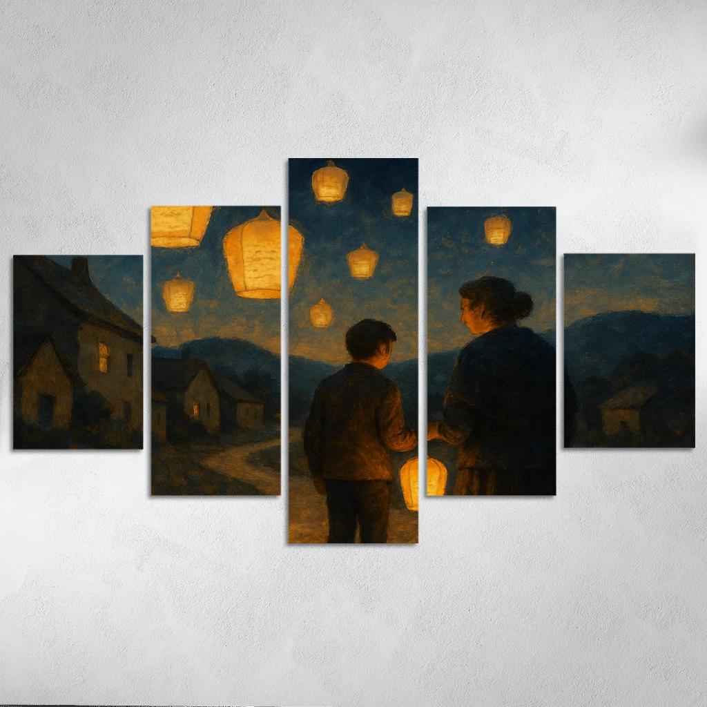 Lanterns For The Road Home oil paintings frame