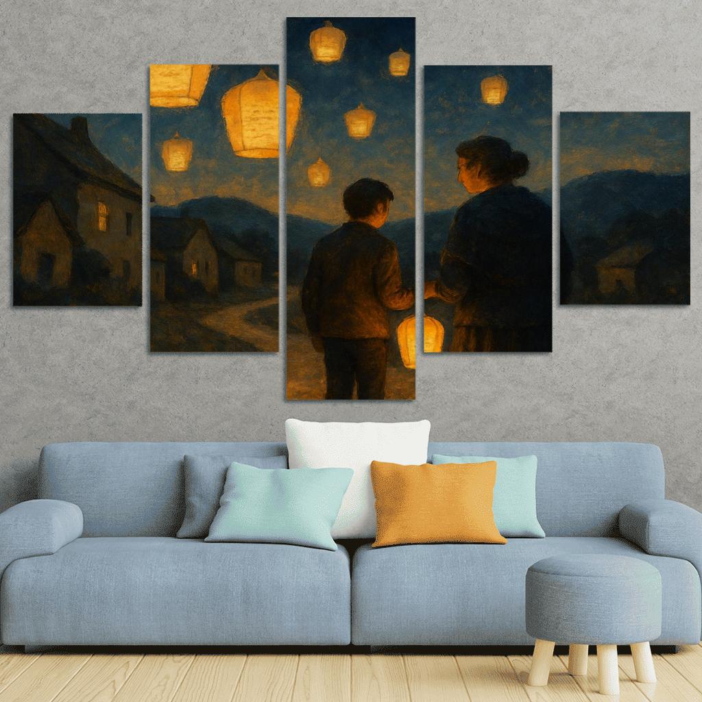 Lanterns For The Road Home oil paintings frame