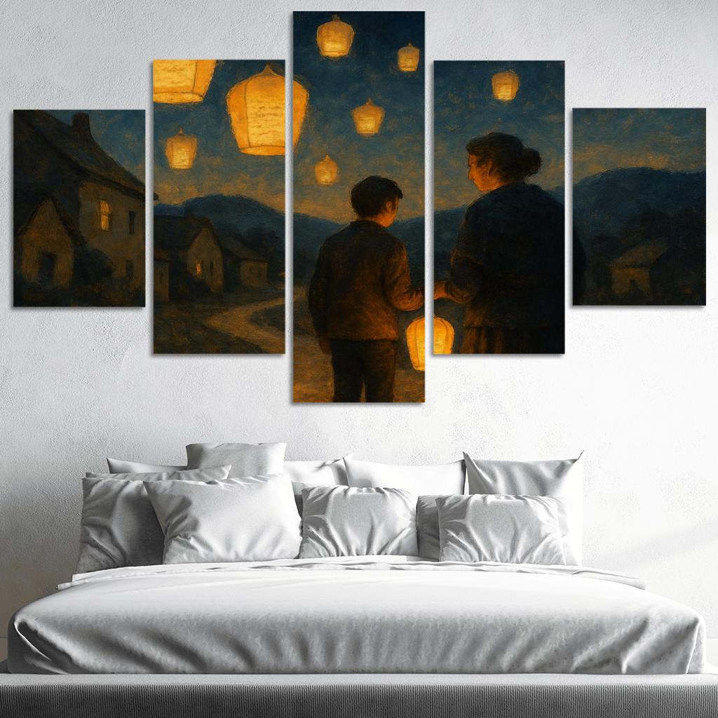 Lanterns For The Road Home oil paintings frame