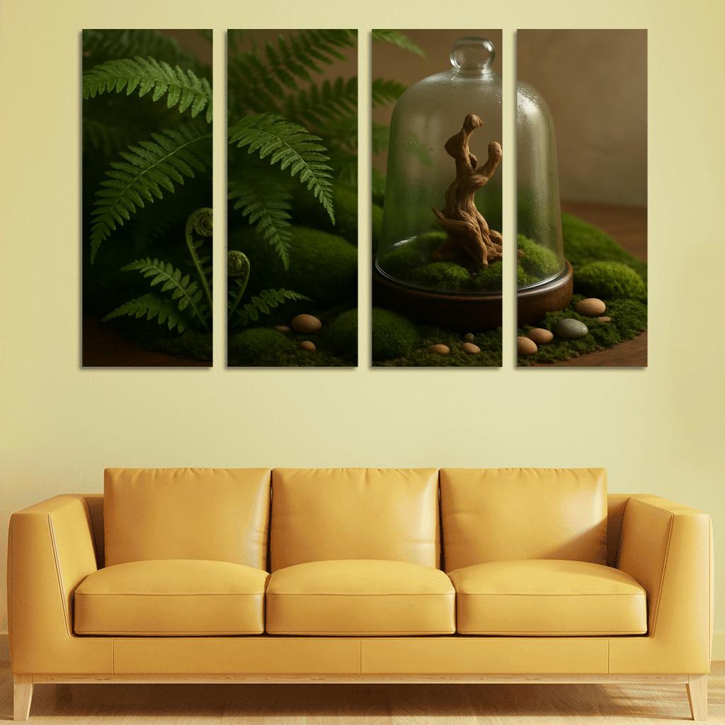 Verdant Fern And Moss Terrarium custom paintings frame
