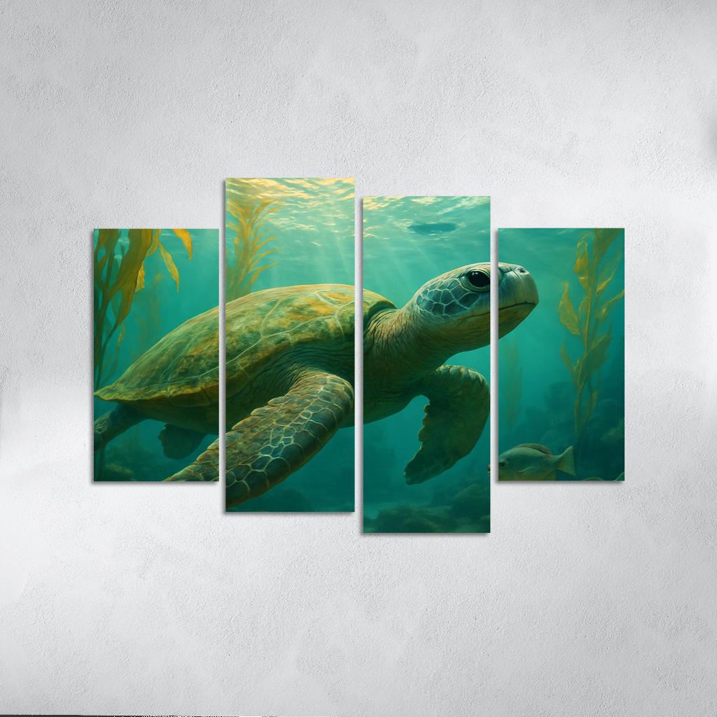 Floating Forest Sea Turtle multi-panel paintings