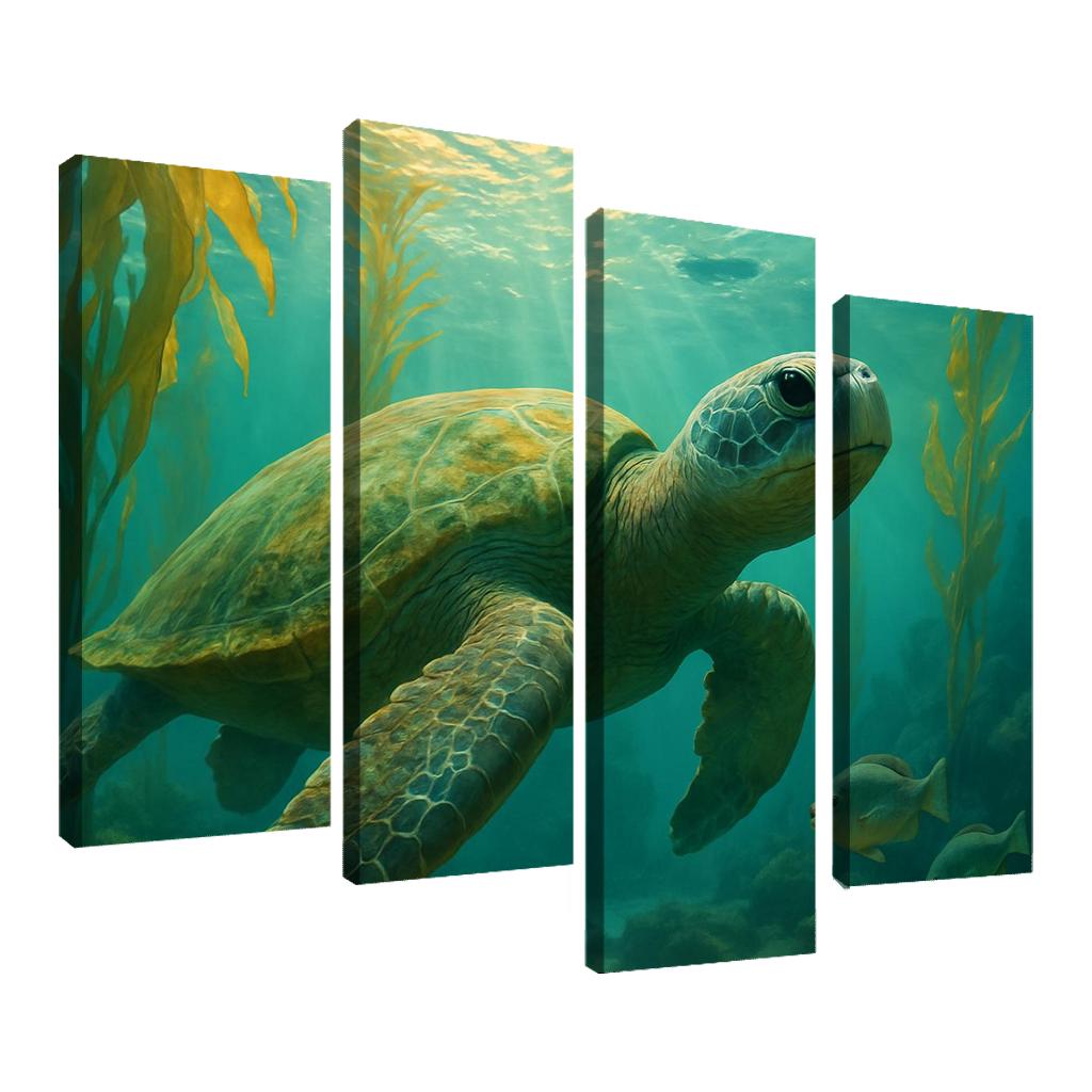 Floating Forest Sea Turtle multi-panel paintings