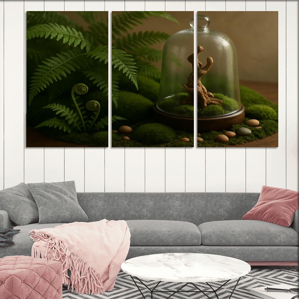 Verdant Fern And Moss Terrarium custom paintings frame