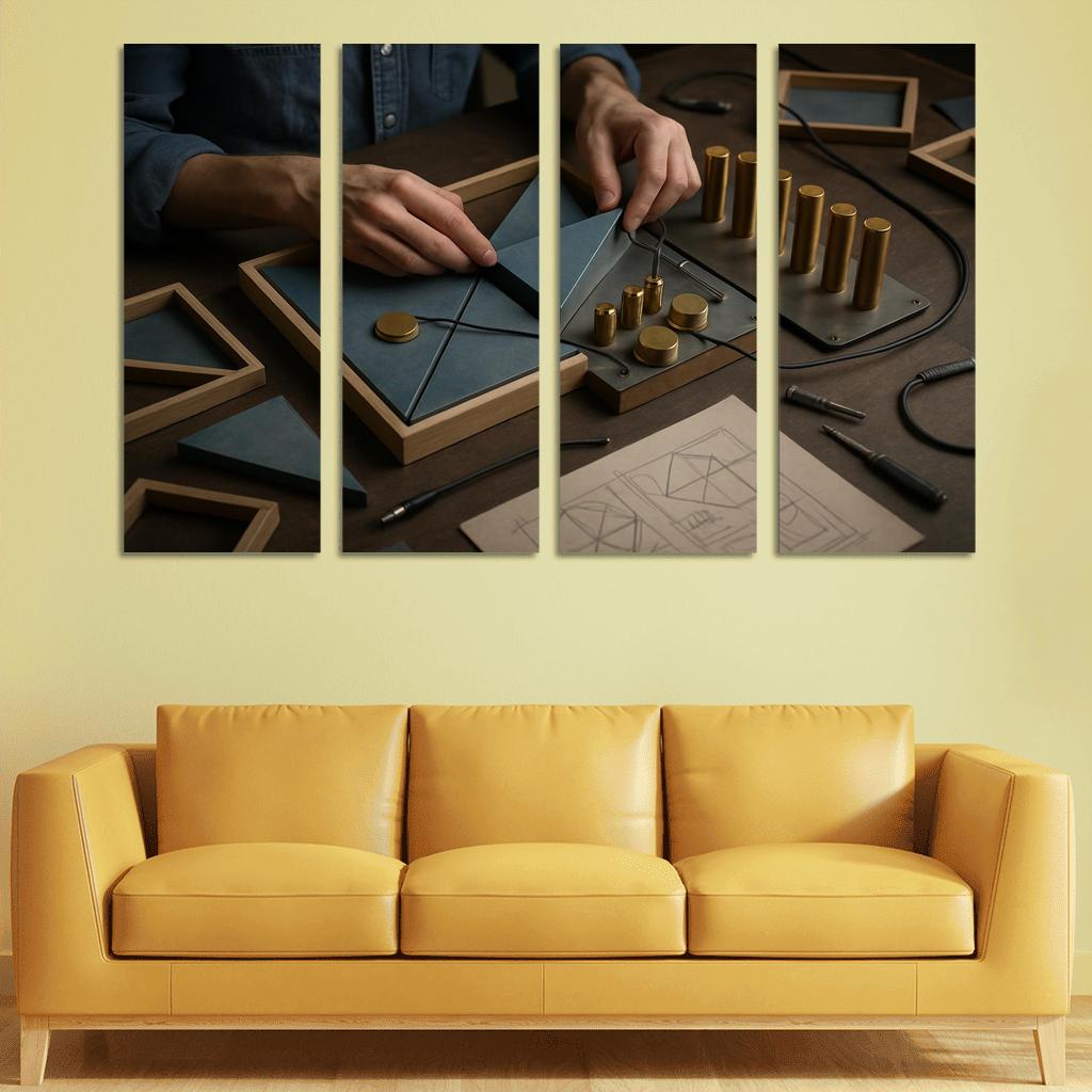 Modular Sound Sculpture Building framed paintings
