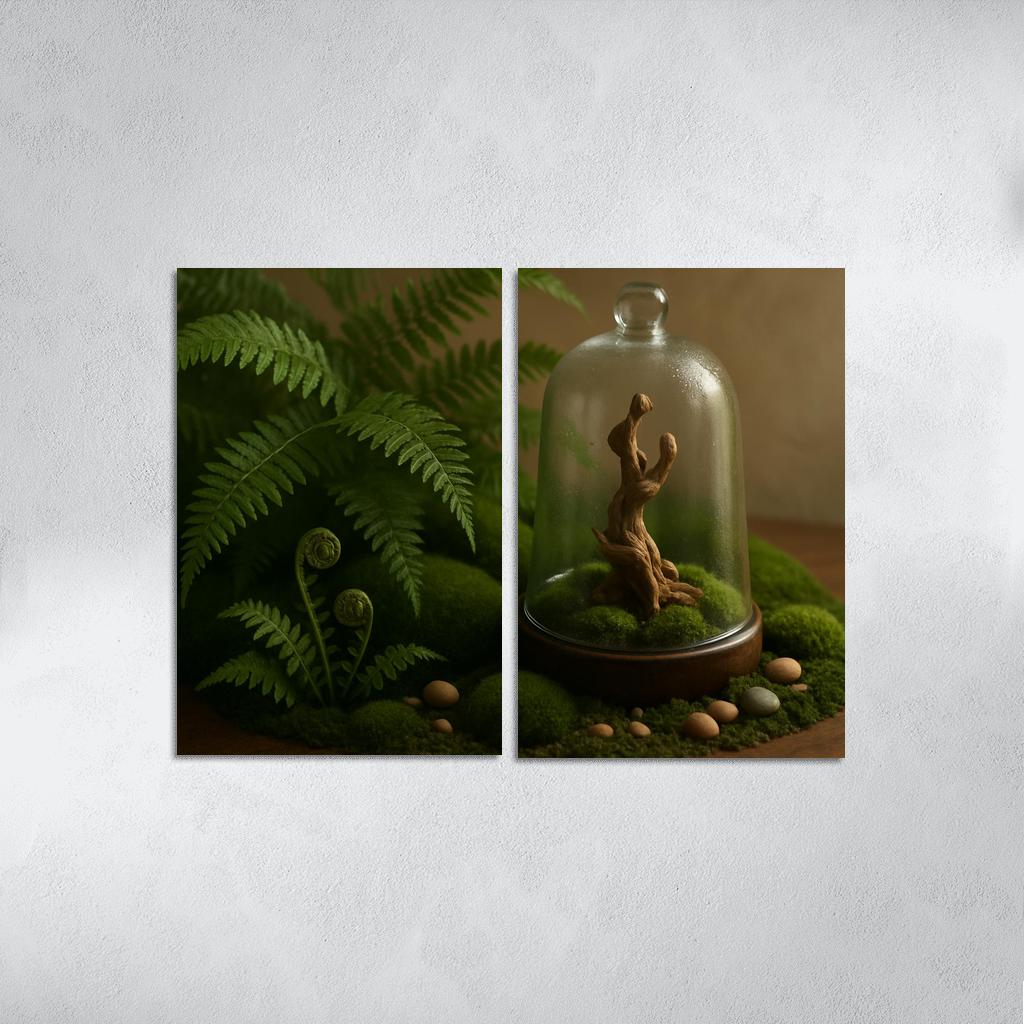 Verdant Fern And Moss Terrarium custom paintings frame