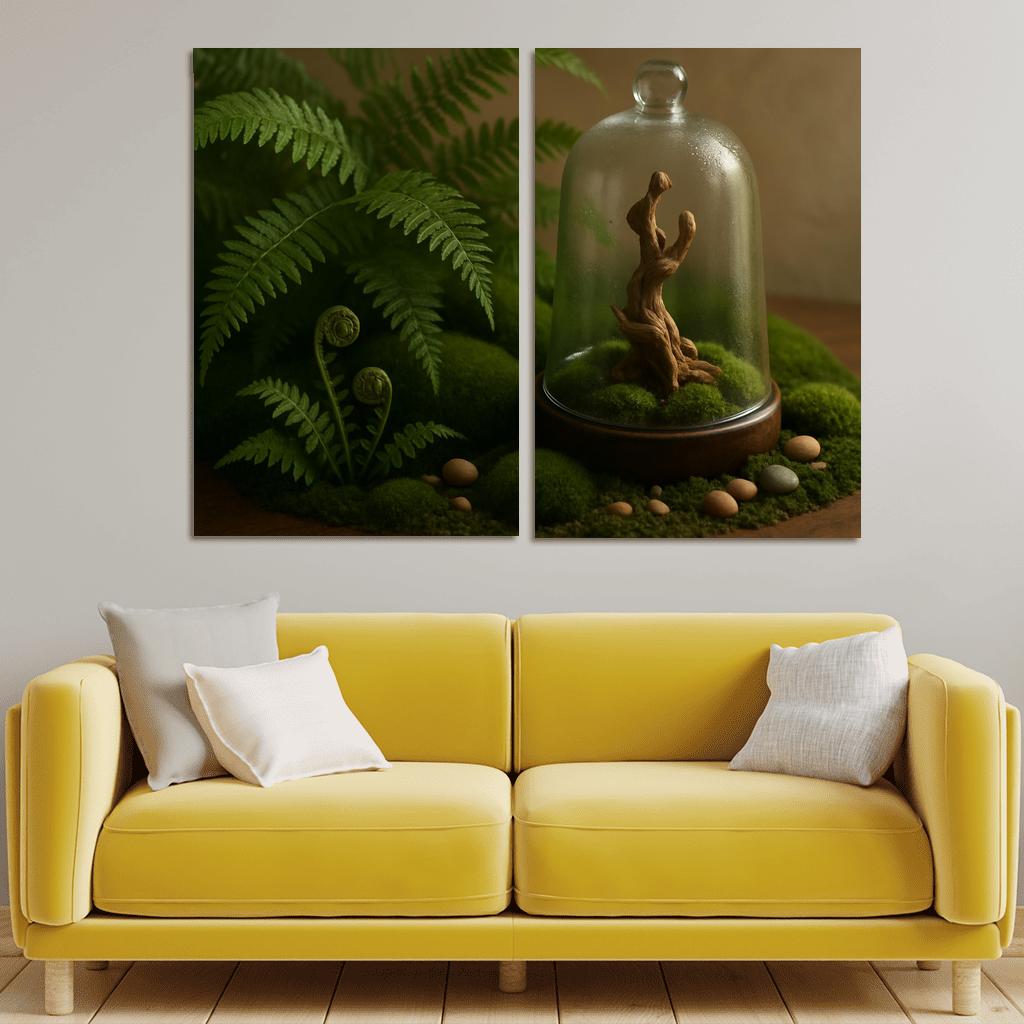 Verdant Fern And Moss Terrarium custom paintings frame