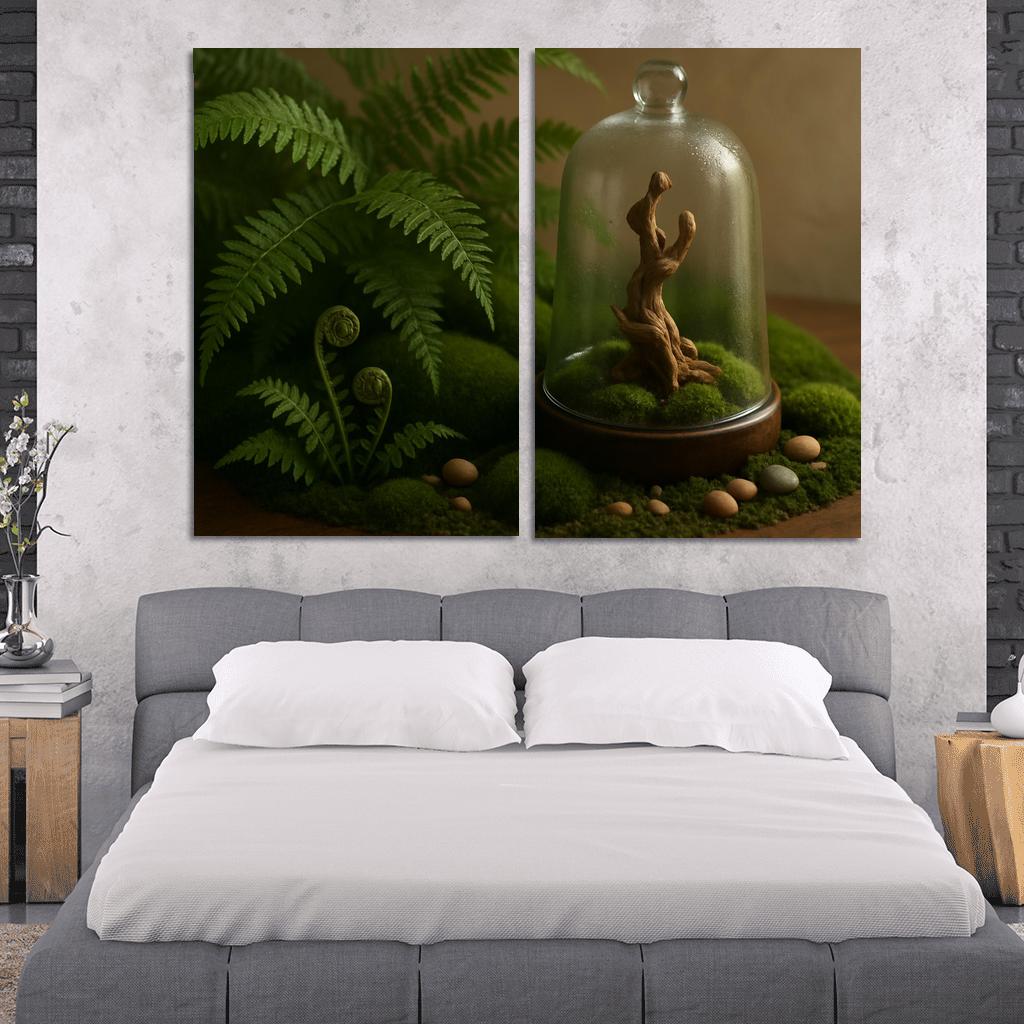Verdant Fern And Moss Terrarium custom paintings frame