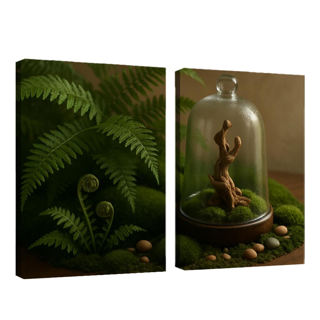 Verdant Fern And Moss Terrarium custom paintings frame
