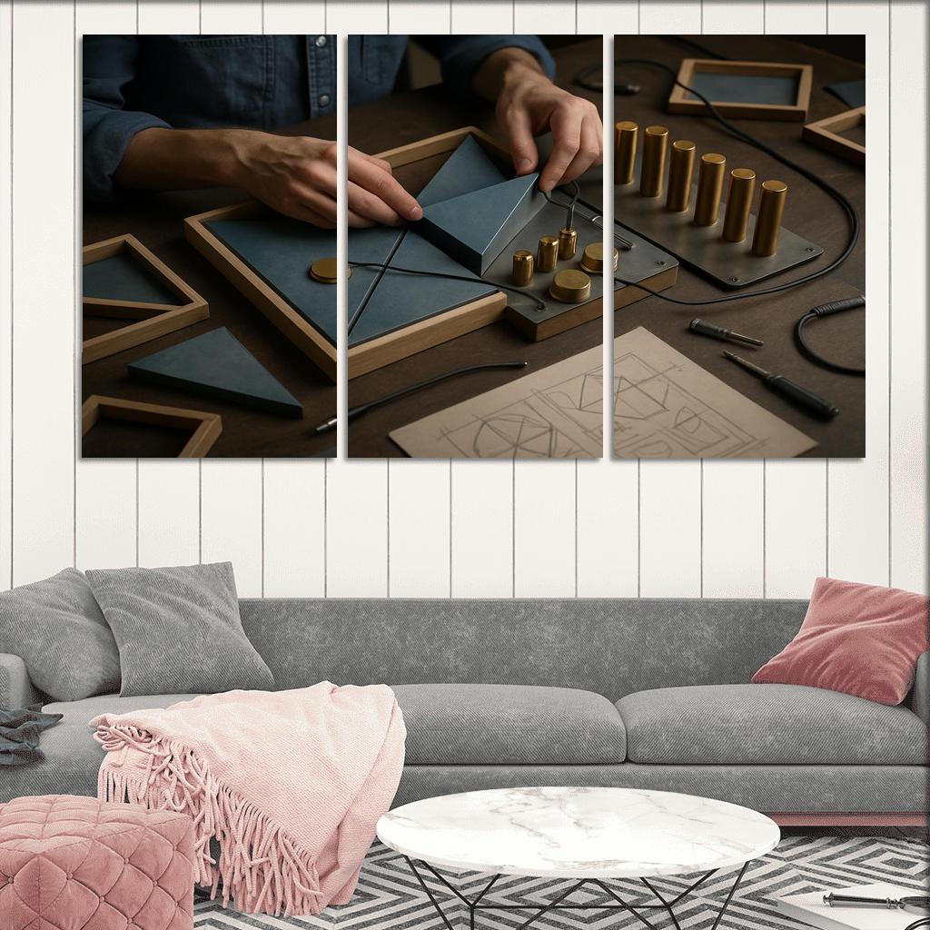 Modular Sound Sculpture Building framed paintings