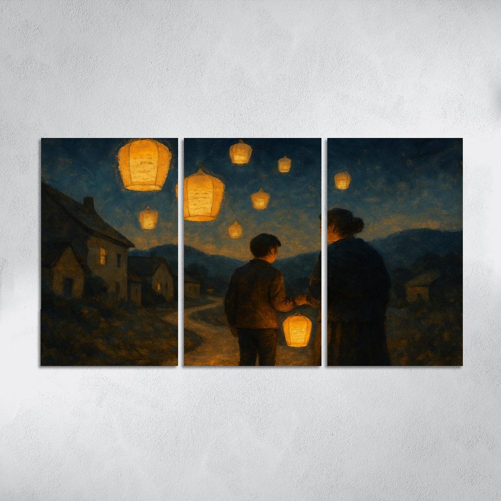 Lanterns For The Road Home oil paintings frame