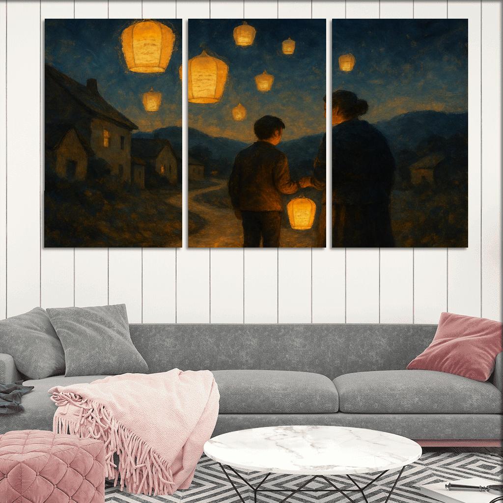 Lanterns For The Road Home oil paintings frame