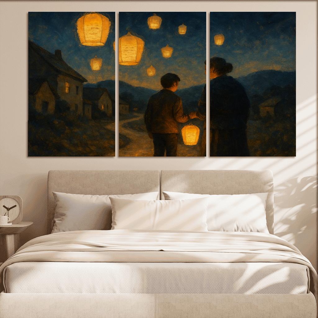 Lanterns For The Road Home oil paintings frame