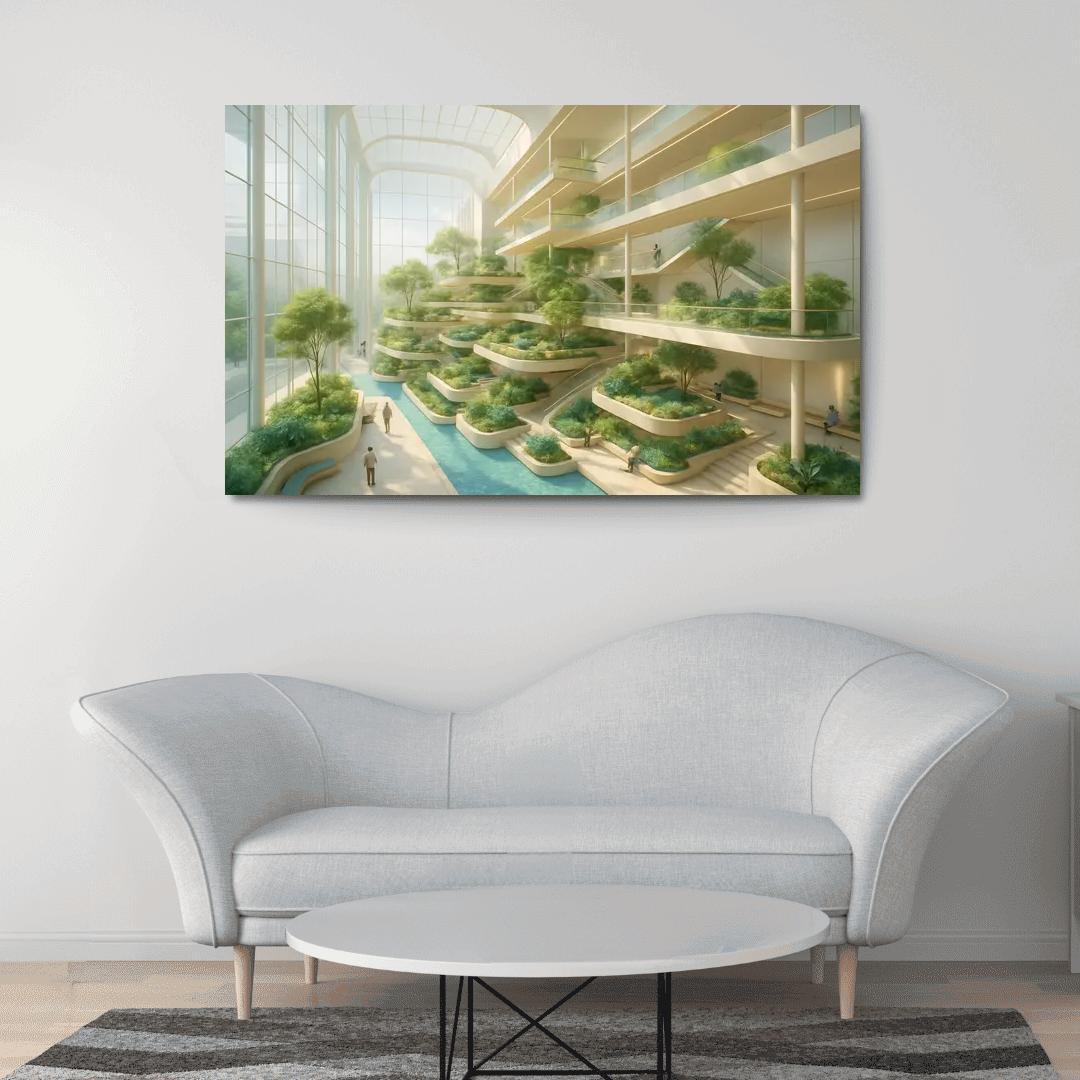 Luminous Terraced Atrium oil paintings frame