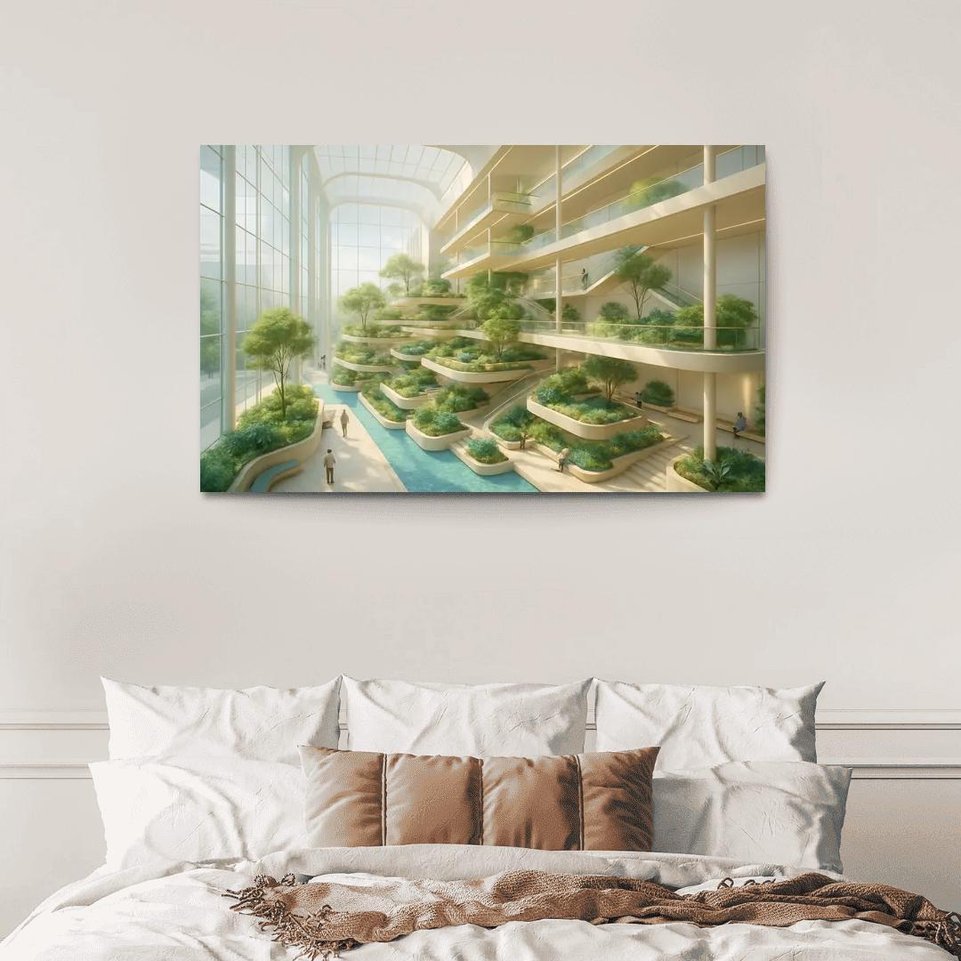 Luminous Terraced Atrium oil paintings frame