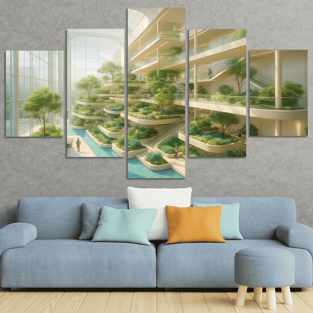 Luminous Terraced Atrium oil paintings frame