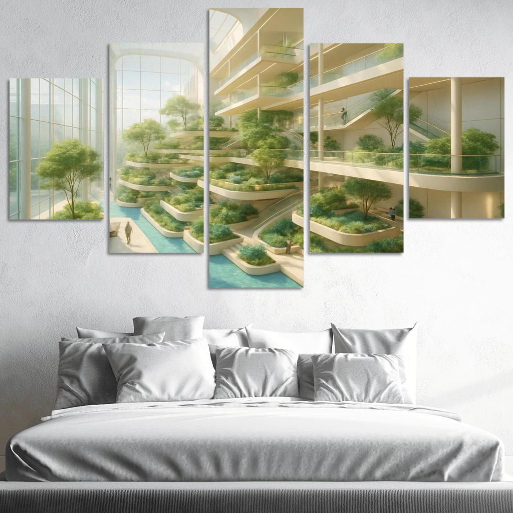 Luminous Terraced Atrium oil paintings frame