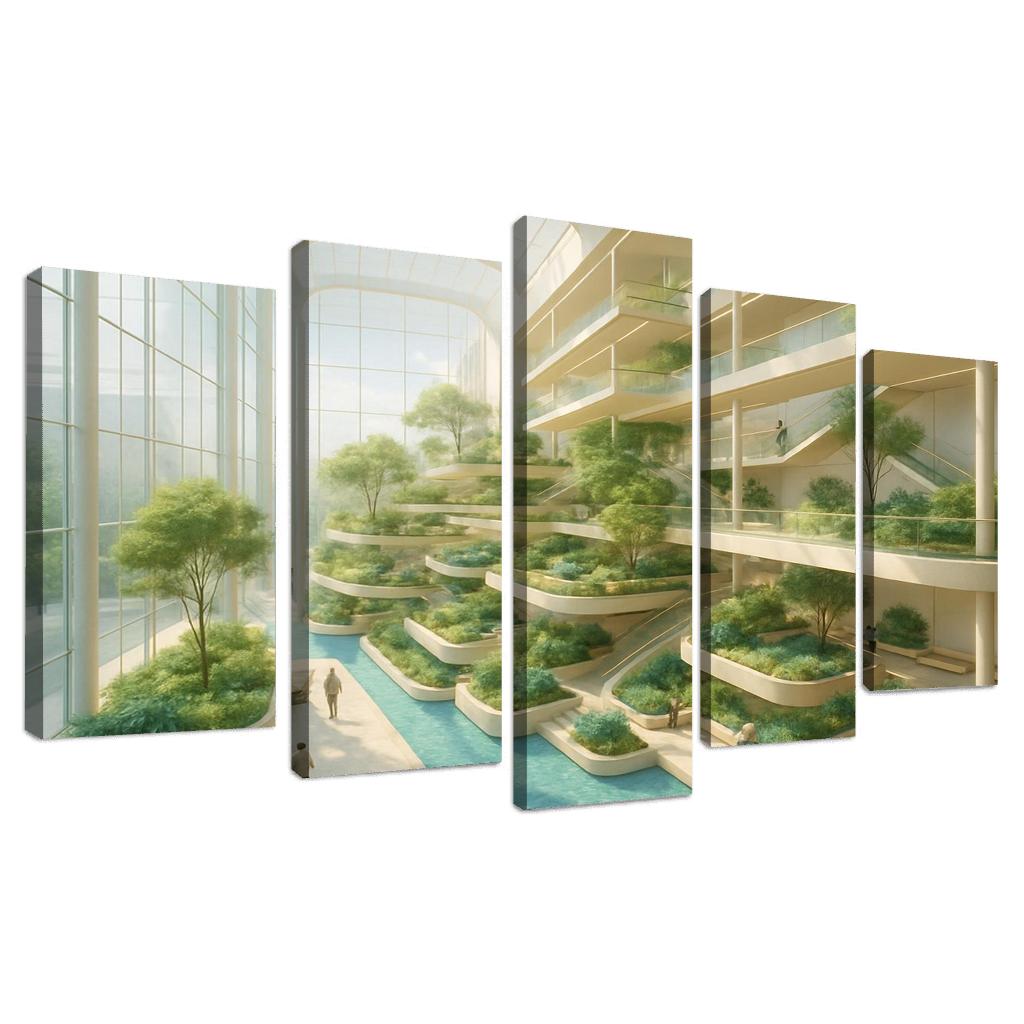 Luminous Terraced Atrium oil paintings frame