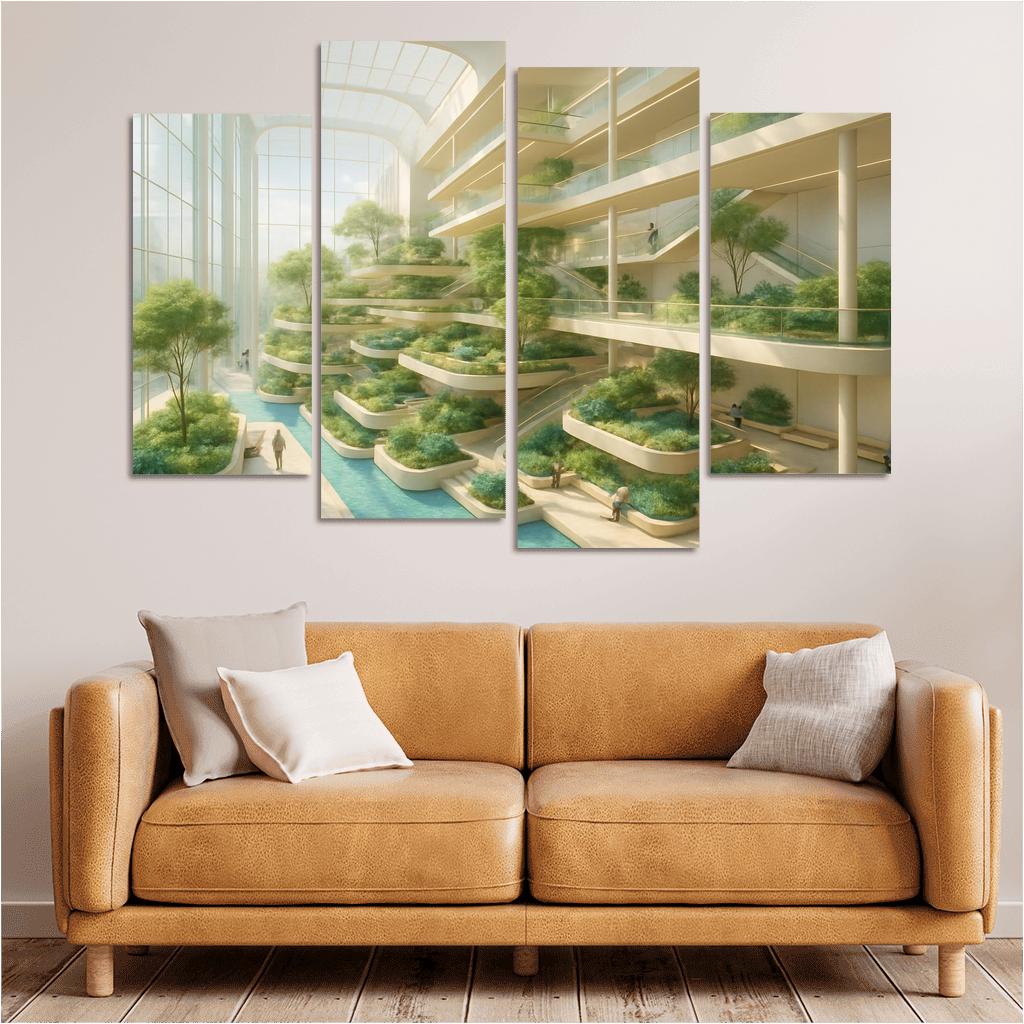 Luminous Terraced Atrium oil paintings frame
