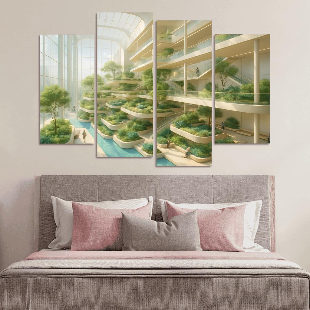 Luminous Terraced Atrium oil paintings frame